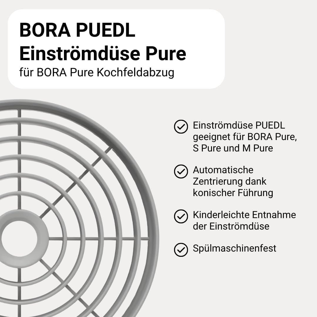 BORA PUEDL Original Einströmdüse Lichtgrau für PURE, Dunstabzug, Kochfeld Zubehör Gray, Gray