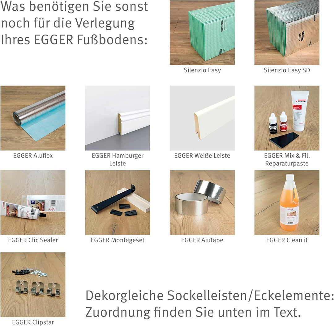 EGGER Home Laminatboden EHL144 Loja Eiche grau (8mm, 1,995m²) | authentische Holzoptik | | Einfache