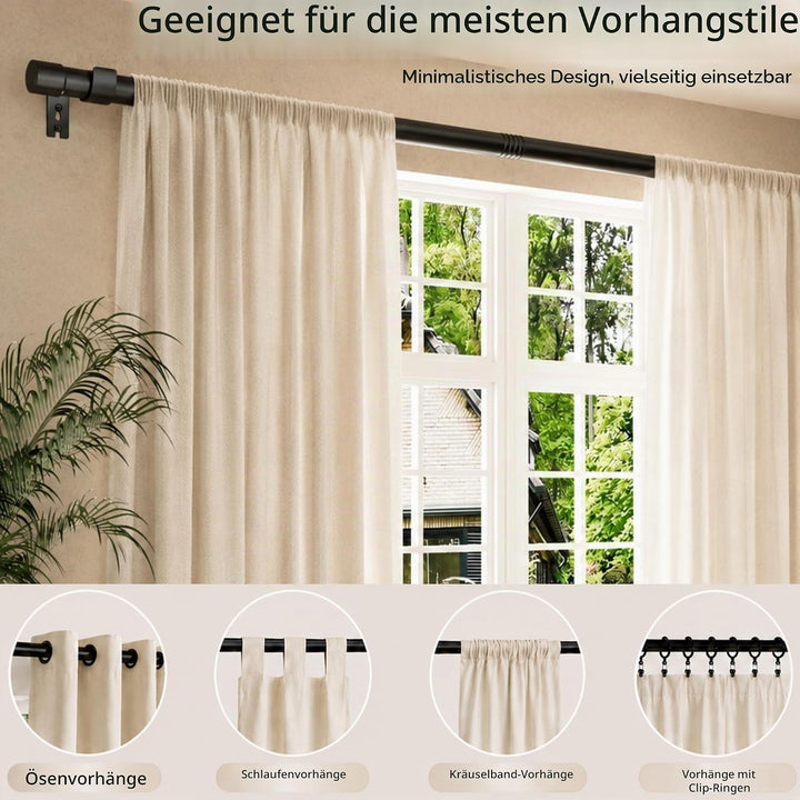 Vorhangstange Ausziehbar Gardinenstange 3m Curtain Rod aus Edelstahl Verstellbare Gardinen Stangen S