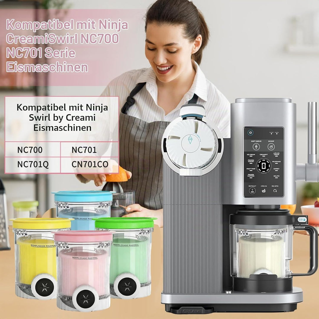 DAZZTIME Behälter für Ninja Creami Deluxe Pints,4 Stück Ersatz für Ninja Creami Deluxe Pints und Dec