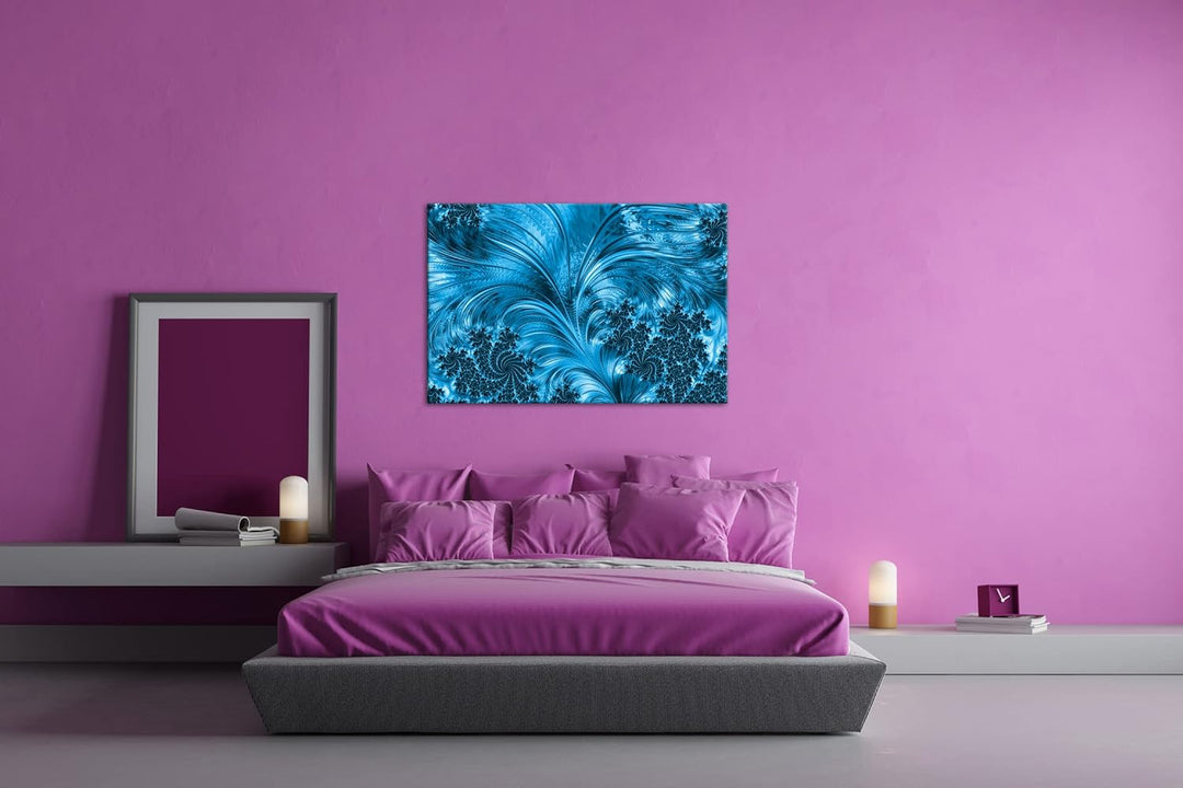 deyoli violettes Fraktal Muster Format: 80x60 Effekt: Monocrome Blau als Leinwand, Motiv fertig gera