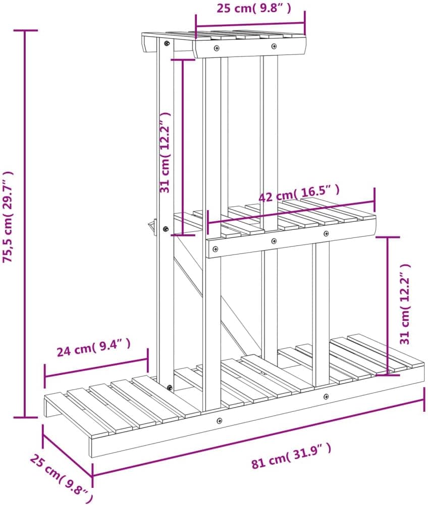 vidaXL Blumenständer, Pflanzenregal Holz, Blumenregal für Wohnzimmer Balkon Terrasse, Pflanzenstände