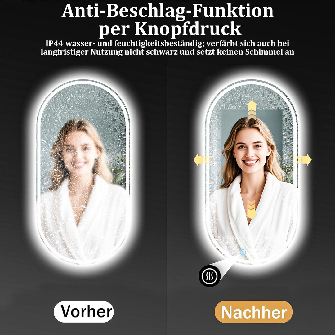 XRAMFY Badspiegel mit Beleuchtung LED 96×55CM Anti-Beschlag Badezimmer Wandspiegel Badezimmerspiegel