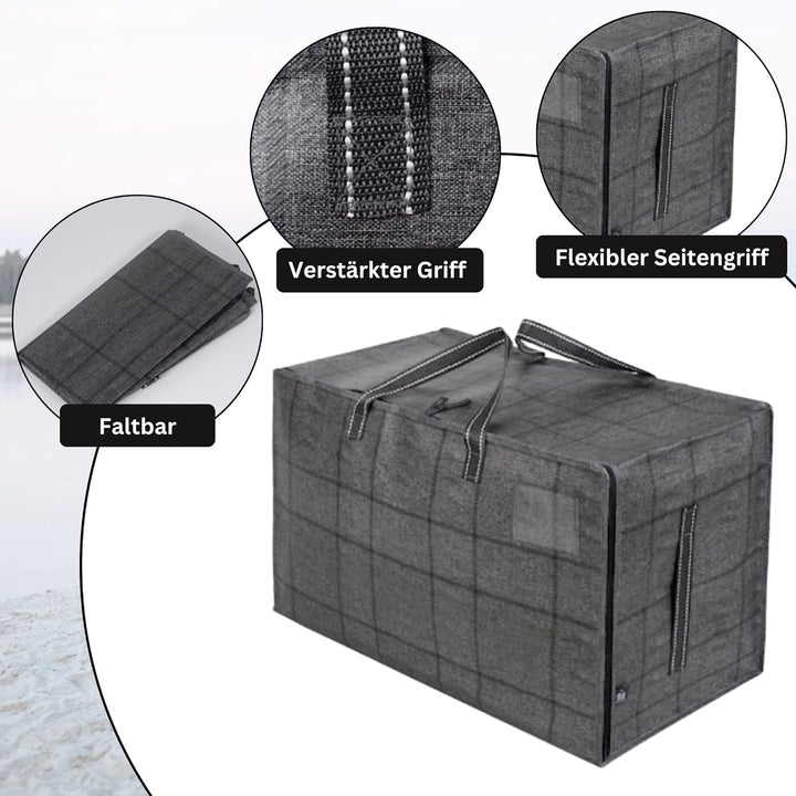 VENO 6er-Pack strapazierfähige grosse Aufbewahrungstasche mit Reissverschlüssen und Etikettentasche