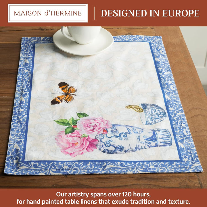 Maison d'Hermine Stoff-Tischsets, 100% Baumwolle, 4er-Set, dekorative, waschbare Ostern Tischsets fü