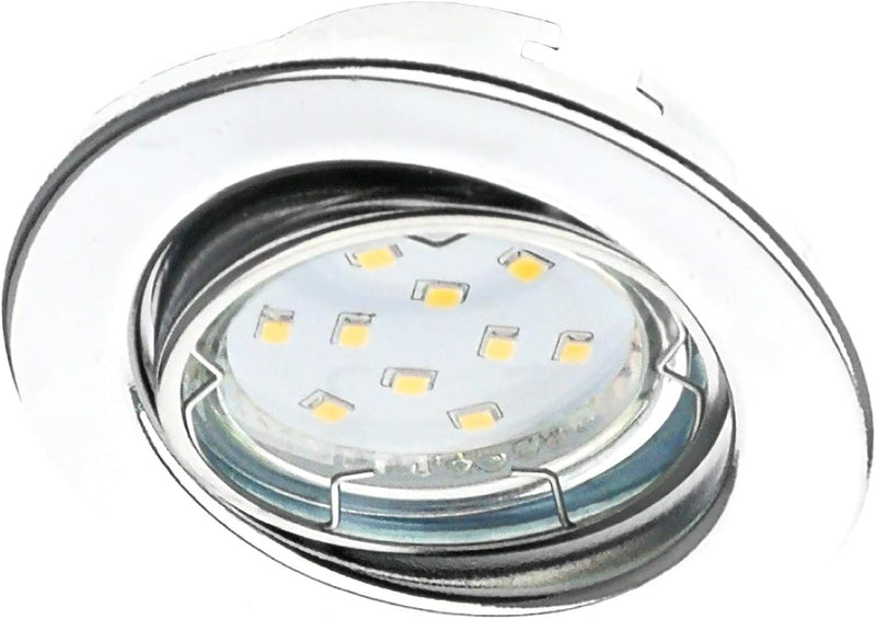 Trango 6er Pack LED Einbaustrahler 6729-068MO Einbauleuchte, Deckenlampe in Chrom Rund incl. 6x LED