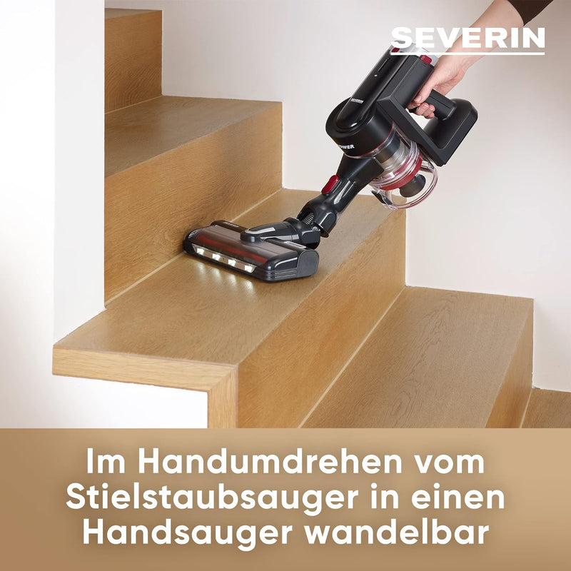 SEVERIN 2-in-1 Stiel- und Handstaubsauger, leistungsstarker Akku Staubsauger, kabelloser Staubsauger