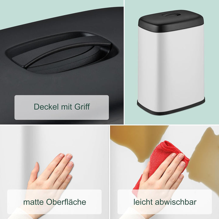 Relaxdays Mülleimer Wandmontage, 5 Liter, Einhängen oder Kleben, Inneneimer, Küchenabfalleimer, Badm