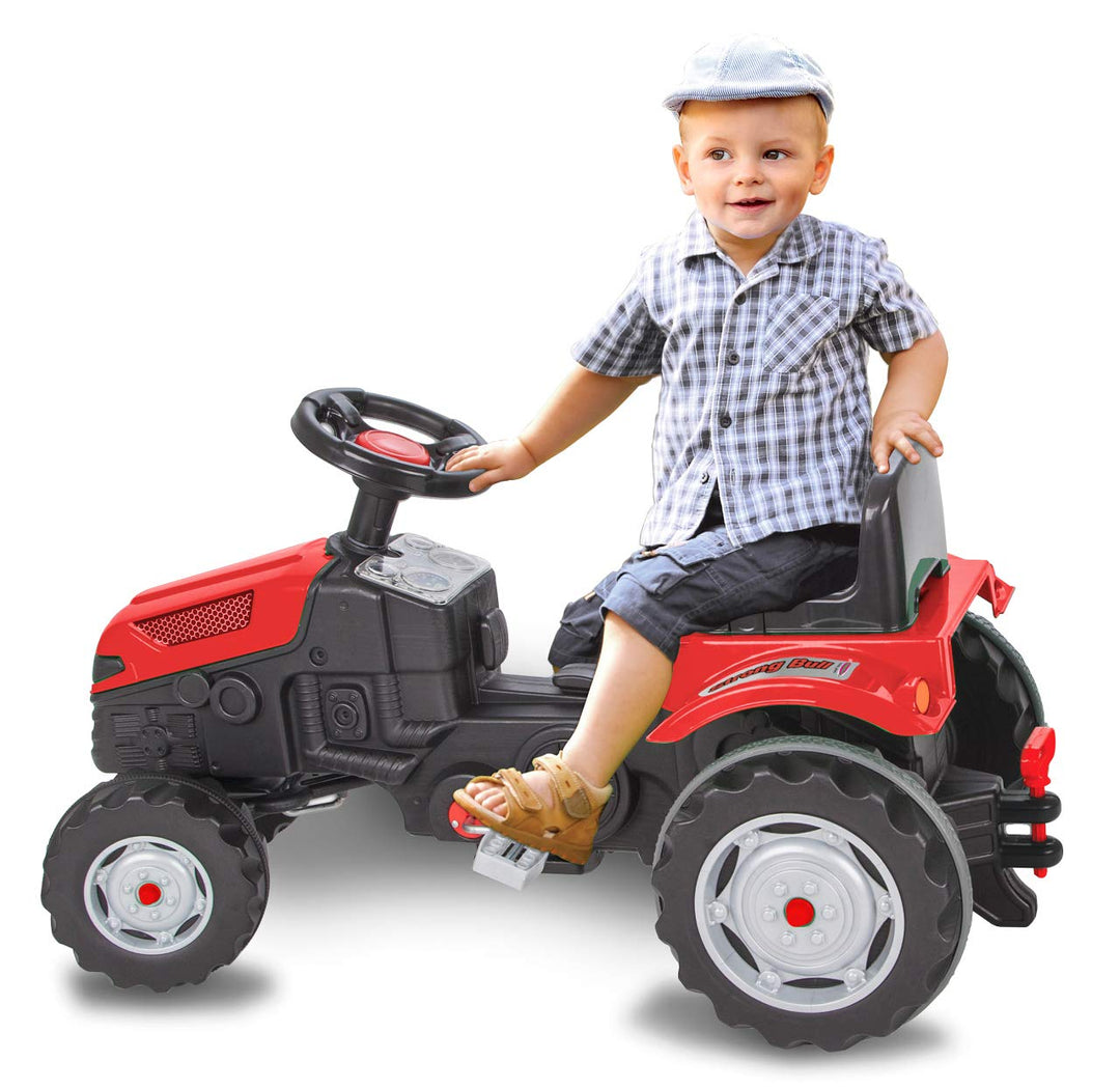 Trettraktor Strong Bull – Kippschutz, Antrieb durch Treten der Pedale, leichtgängiges Lenkradsystem,
