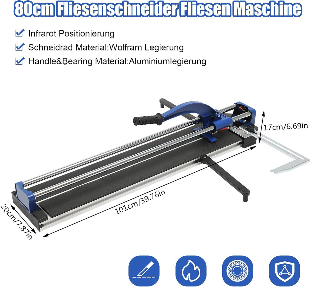 800 mm Fliesenschneider Nassfliesenschneider mit Ausgleichsklemme und Massstabstange, maximale Schni
