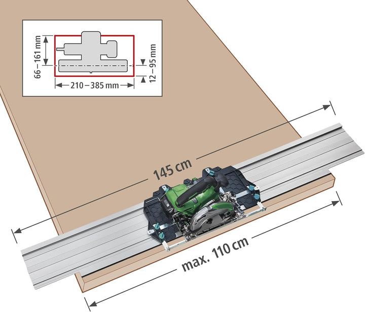wolfcraft I FKS 145 - Führungsschiene für Handkreissägen I 6913000 I für Schnitte bis 110 cm I platz