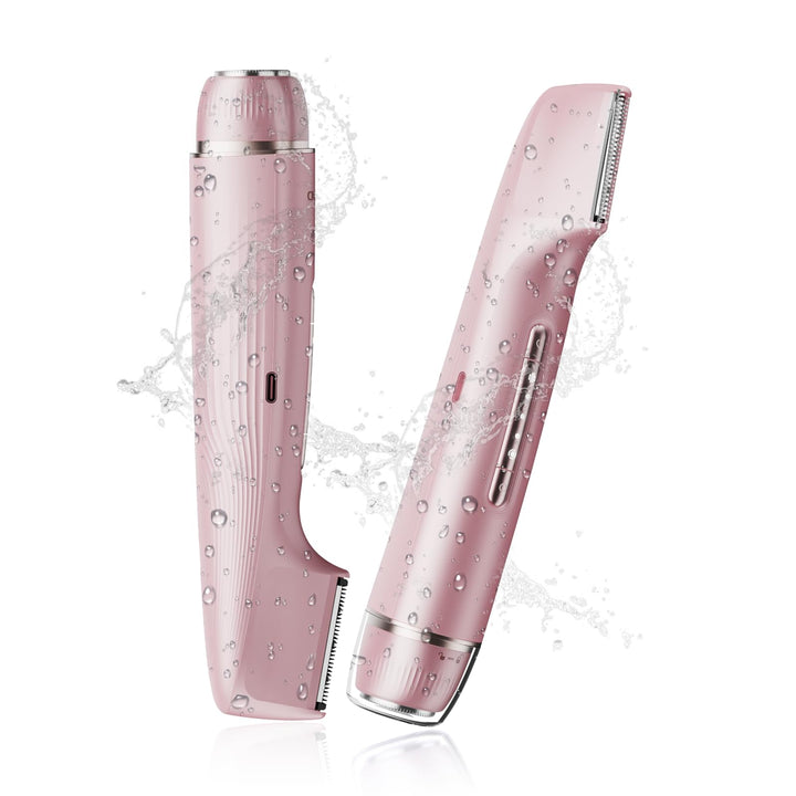 Bikini Trimmer for Women, IPX7 Waterproof 2-in-1 Body &amp; Facial Hair Trimmer Electric Razor for Face,