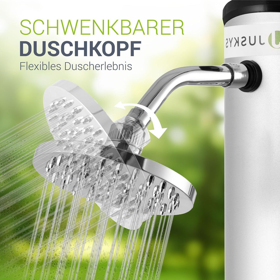 Juskys Solardusche Victoria 20/35 / 40 Liter - bis 60°C – mit schwenkbarem Duschkopf, Fussdusche & G