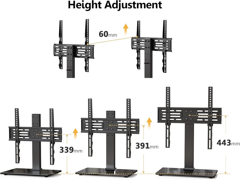 FITUEYES TV Standfuss TV Ständer für 27-55 Zoll LCD LED OLED Plasma Flach & Curved Fernseher Höhenve
