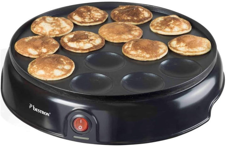 Bestron Poffertjes Maker im Retro Design, Mini Pfannkuchen Automat, mit Antihaftbeschichtung, Sweet