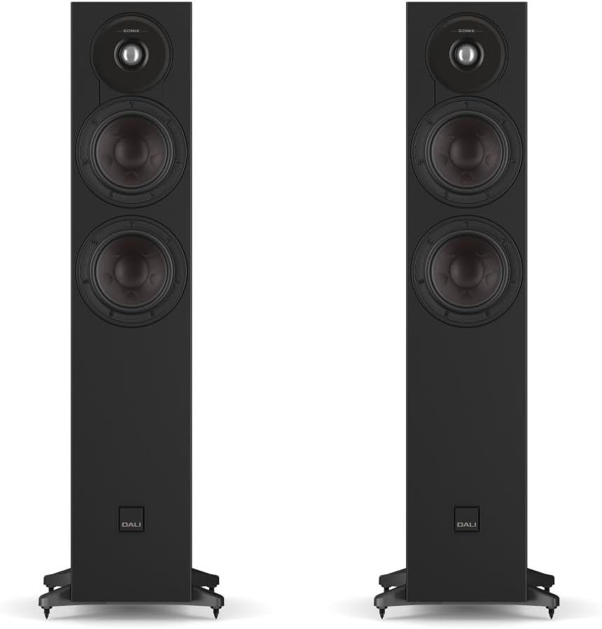 DALI Sonik 5 schlanke, bodenstehende passive HiFi-Lautsprecher – Dual 13,3 cm Clarity Cone Tieftöner