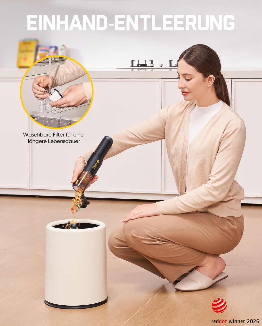Fanttik Slim V10 Lite Kabelloser Handstaubsauger, 0,45 kg Leichtbau mit All-in-One-Station, 12000 Pa