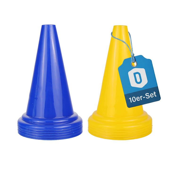 Dönges Pylonen Set 10 Stück 5 blau 5 gelb 230 mm aus PVC stapelbar ideal für Pferdesport Pferdegasse
