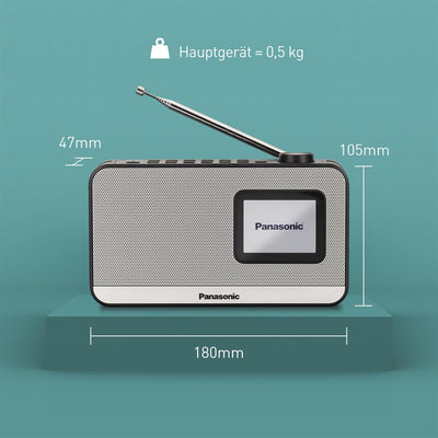 Panasonic RF-D15EG-K Tragbares DAB+/FM Digitalradio mit Bluetooth, 2,4 Zoll TFT LCD-Display, 3W 5cm