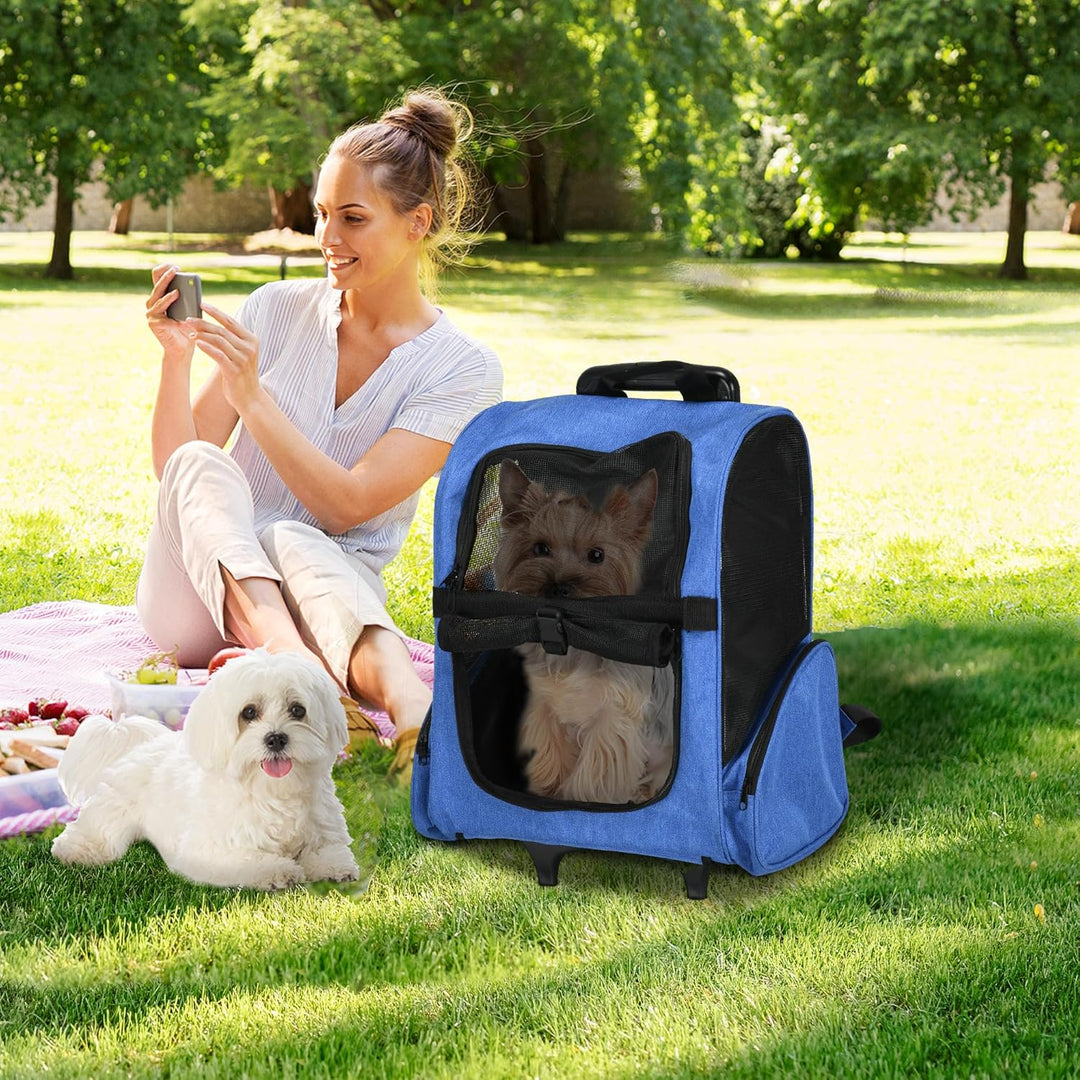 PawHut Transporttasche mit Rollen für Hunde, 2 in 1, Trolley, Rucksack für Hunde und Katzen, mit Tel