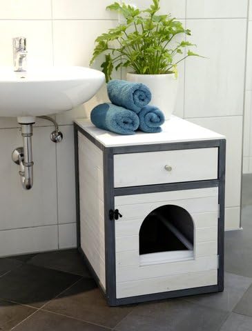 Kerbl Pet Katzenschrank Ida, Versteck für Katzentoilette oder Liegekissen, Katzentoilettenhaus, Katz