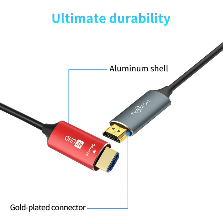 Twozoh HDMI Glasfaser Kabel 20M, HDMI Optisches Kabel 2.0 4K/60Hz 18Gbps High Speed UHD Fiber Optic