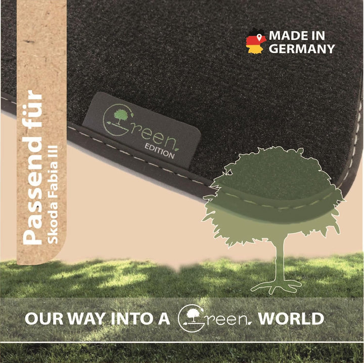 MAT10 Green Edition – Auto-Fussmatten passend für Skoda Fabia 3 (09/2018-08/2021, 5-Türer, Typ NJ) |