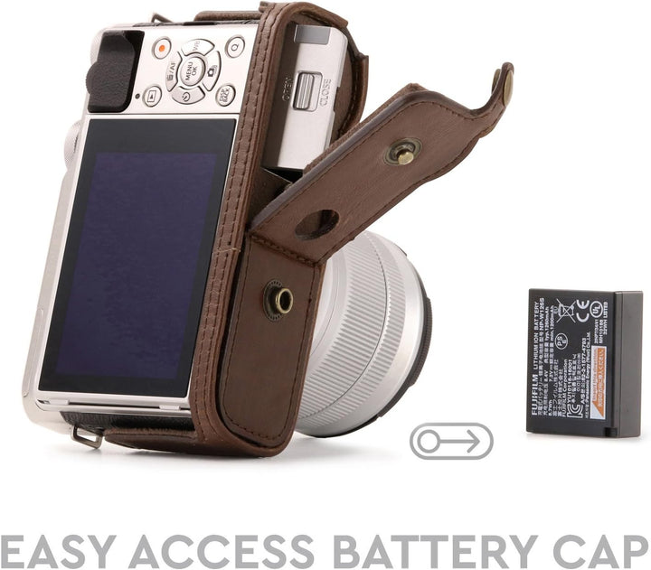 MegaGear MG173 Fujifilm X-A5, X-A3, X-A2, X-A1, X-M1 Ever Ready Leder Kamera-Case mit Trageriemen -