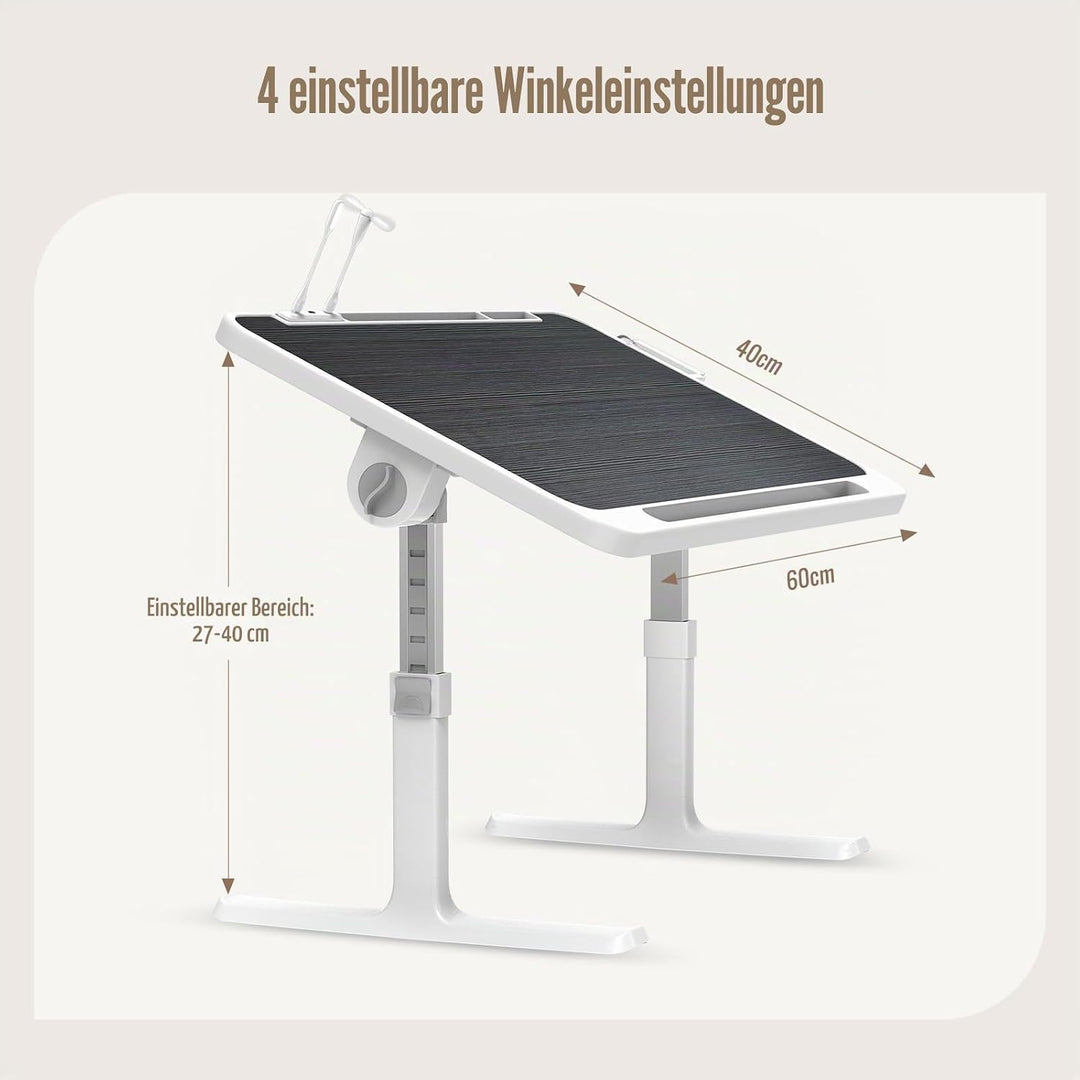 Ferghana Klappbarer Laptoptisch Höhenverstellbarer Laptoptisch mit Schublade + LED+ Ventilator Tragb