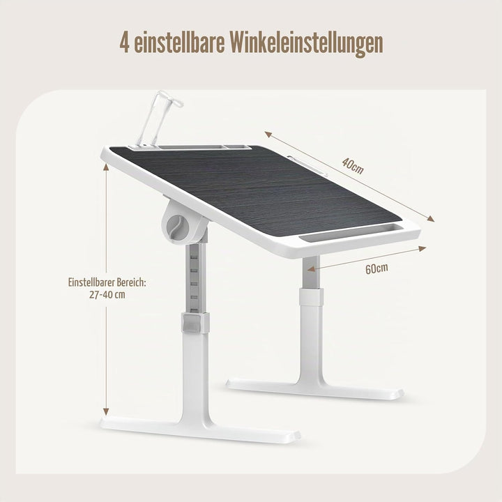 Ferghana Klappbarer Laptoptisch Höhenverstellbarer Laptoptisch mit Schublade + LED+ Ventilator Tragb