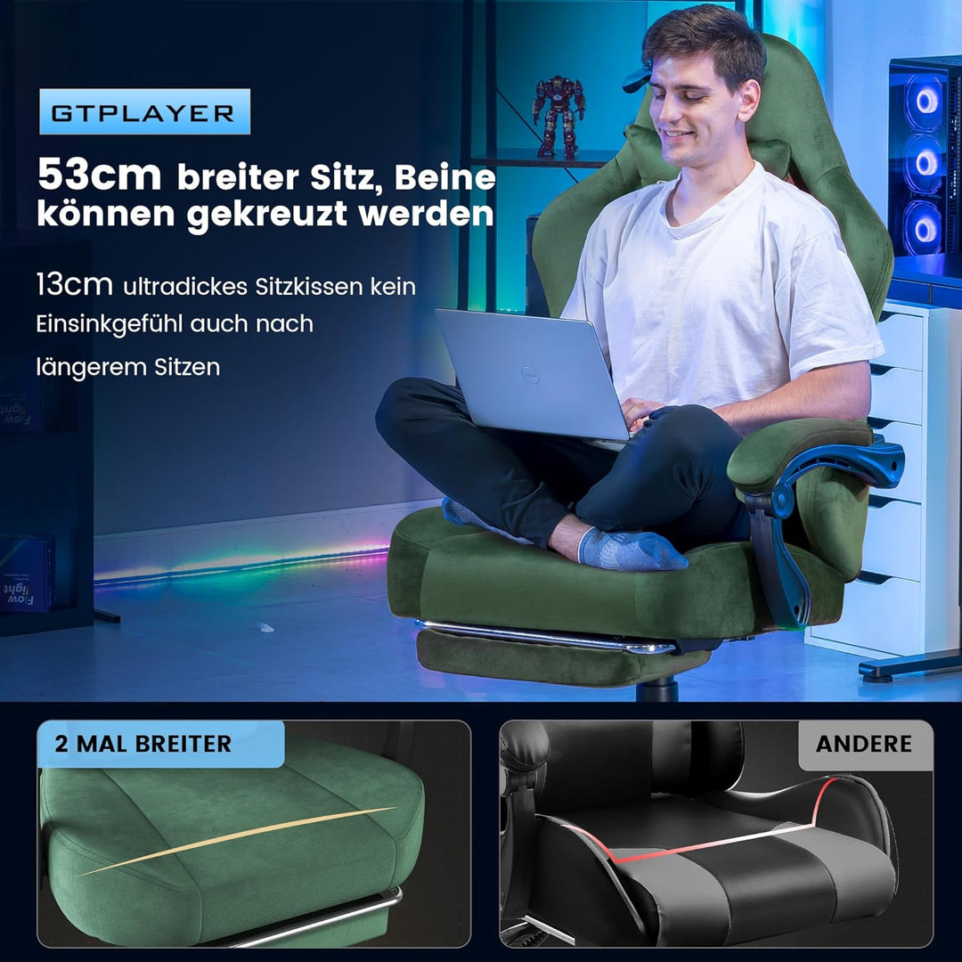GTPLAYER Gaming Stuhl, Atmungsaktiver Bürostuhl, bürostuhl ergonomisch, Hochwertiger - Stoff, Ergono
