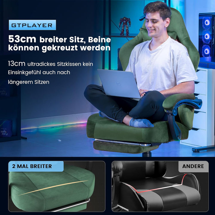 GTPLAYER Gaming Stuhl, Atmungsaktiver Bürostuhl, bürostuhl ergonomisch, Hochwertiger - Stoff, Ergono