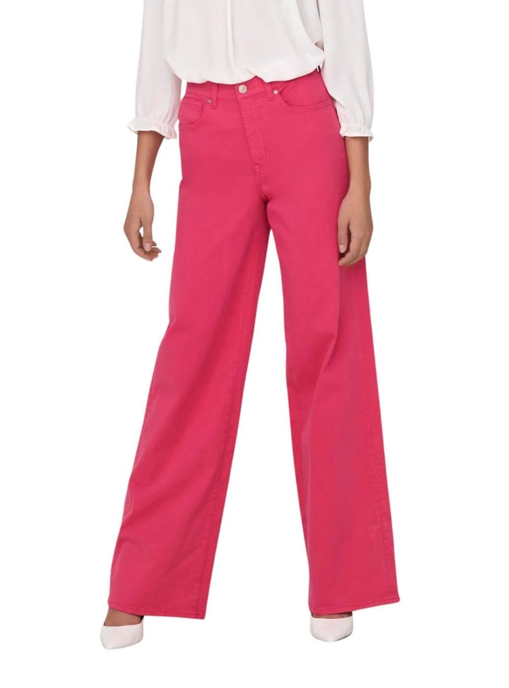 ONLY Women's ONLMADISON HW Wide COL Long PNT Hose M / 32L Raspberry Rose, M / 32L Raspberry Rose