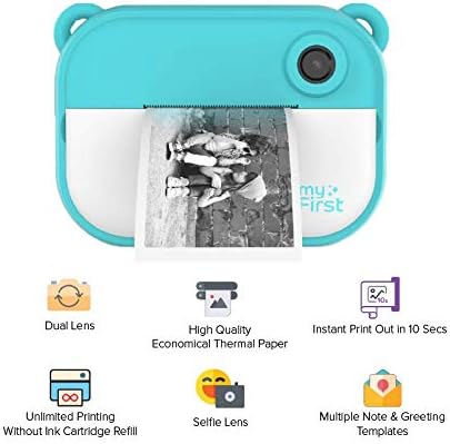 myFirst Camera Insta 2 – Sofortbildkamera für Kinder mit gratis Micro-SD-Karte, Thermopapier, Aufkle