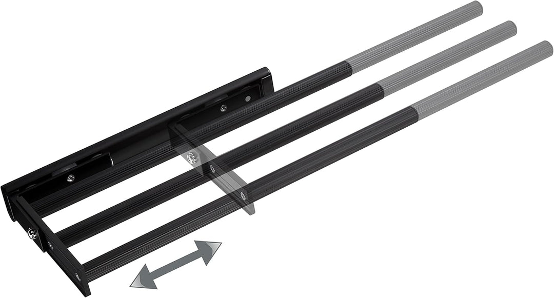 SOTECH Aluminium Handtuchhalter TED 3-armig schwarz matt (325-487 mm, ausziehbar, drehbar) Teleskop-