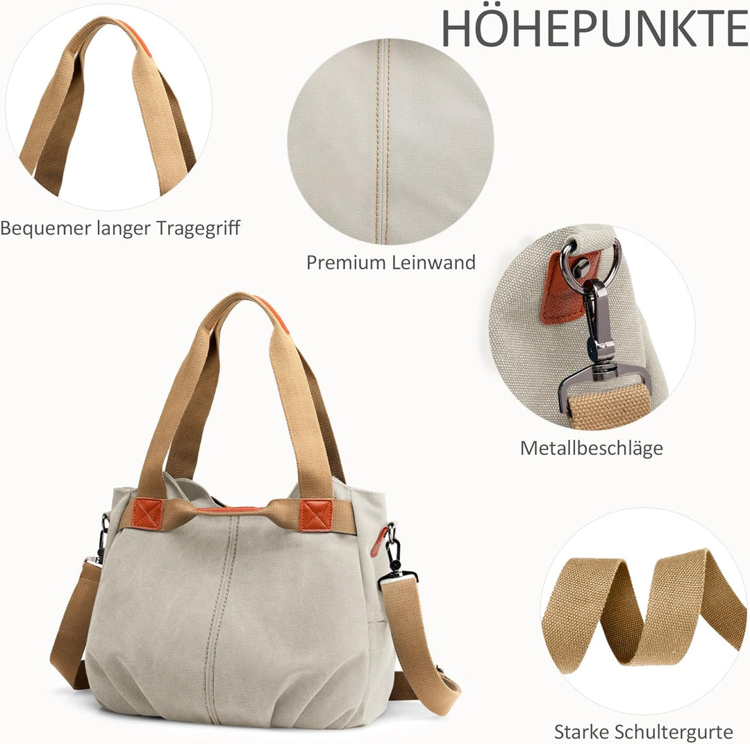 DIRRONA Casual Damen Segeltuch Umhängetasche Gross Kapazität Handtasche Reise Schultertasche Multifu