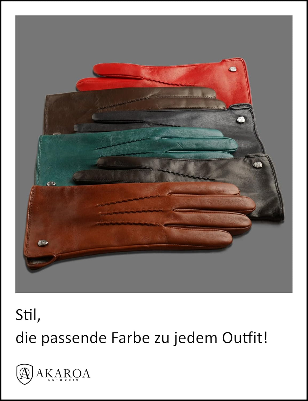 AKAROA ESTD 2019 Lederhandschuhe Damen ANN, Touchscreen Funktion, italienisches Leder, recyceltes St