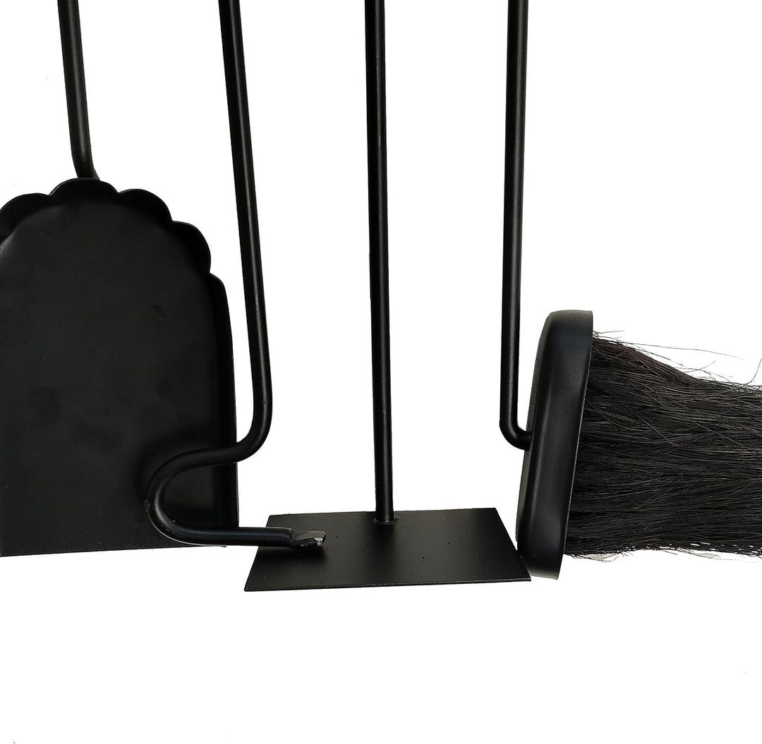 Relaxdays Kaminbesteck, 5-TLG. Set, Schürhaken, Schaufel, Aschebesen, Schaber, Wandhalter, Ofengarni