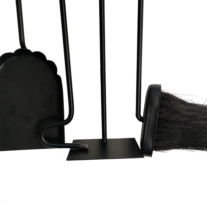 Relaxdays Kaminbesteck, 5-TLG. Set, Schürhaken, Schaufel, Aschebesen, Schaber, Wandhalter, Ofengarni