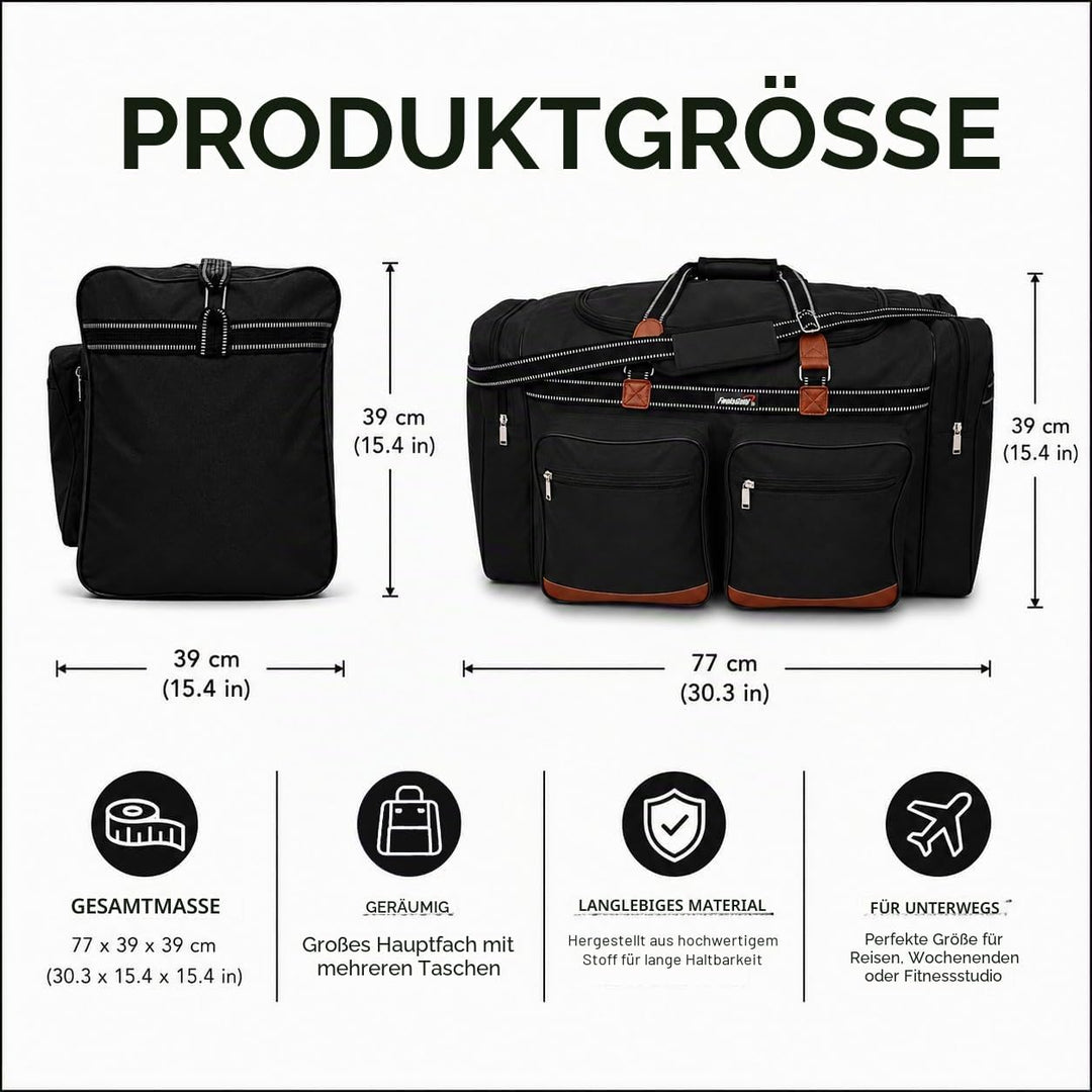 Foolsgold Extra grosse 120L Reisetasche Holdall Tasche Schwarz, Schwarz