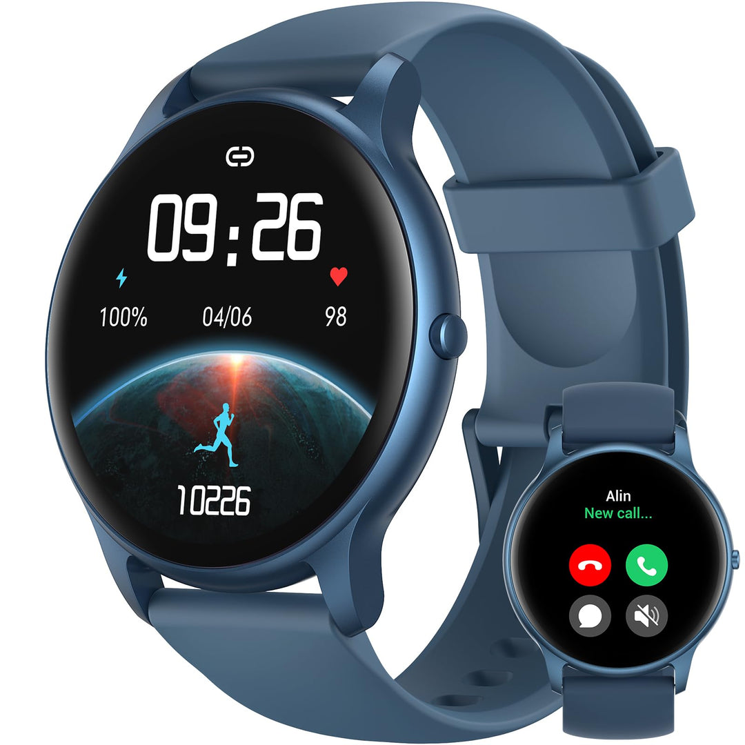 Parsonver Smartwatch Herren Rund mit Telefonfunktion, Fitnessuhr Damen Herren mit 100+ Sportmodi, He