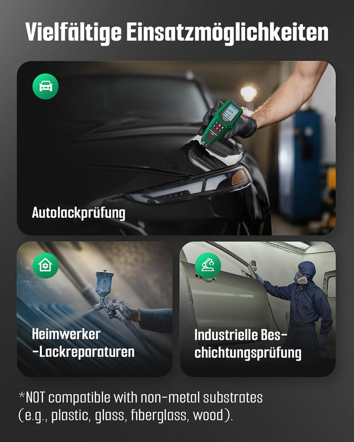 TESMEN TCG-2001 Lackschichtdickenmessgerät für Autos, Digitales Lackmessgerät mit Balkendiagramm, 4-