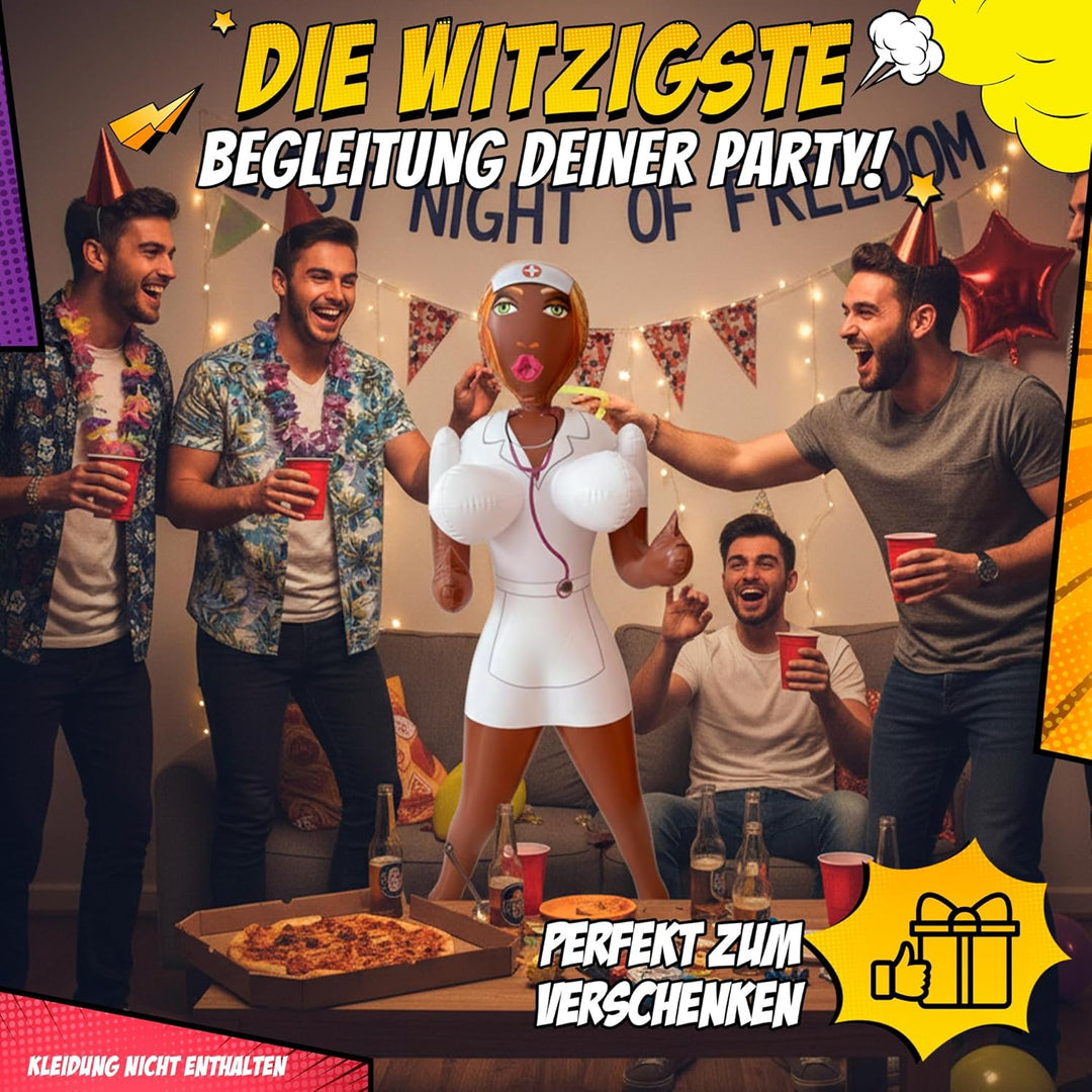 Aufblasbare Gummipuppe für Männer – Lustige Puppe Frau lebensgross 150 cm – JGA Männer Zubehör & Sch