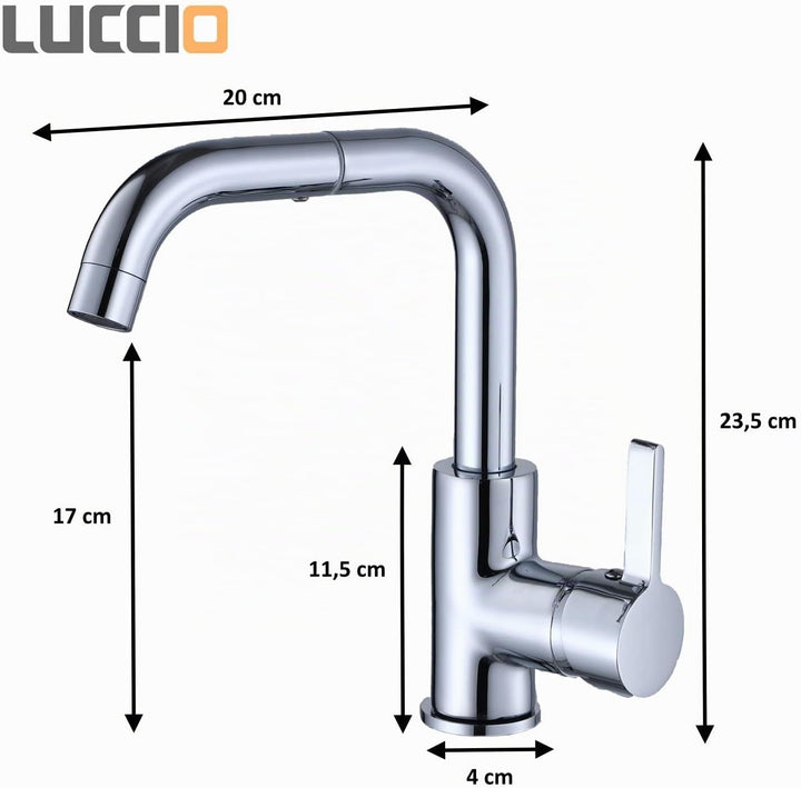 ZXC Niederdruck Küchen Armatur mit schwenkbaren Auslauf, moderner Einhandmischer Wasserhahn in Schwa