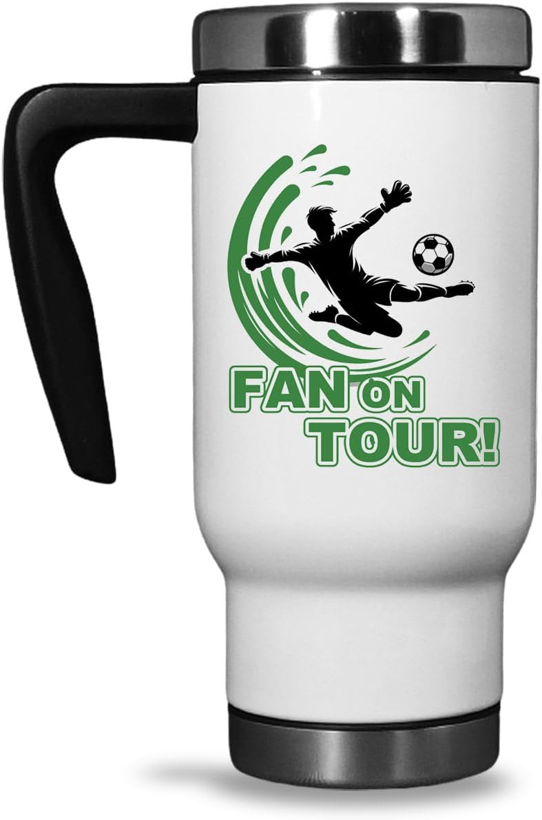 Isolierter Fussball-Thermobecher 470ml 'FAN on TOUR' - Ideal für Auswärtsfahrt und Sportevents, Gesc