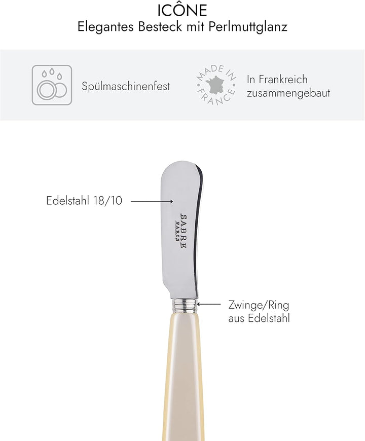 SABRE PARIS - 2er Set Buttermesser 14 cm - Icon - Ideal Für Butter, Aufstrich - Edelstahl &amp; Acryl -