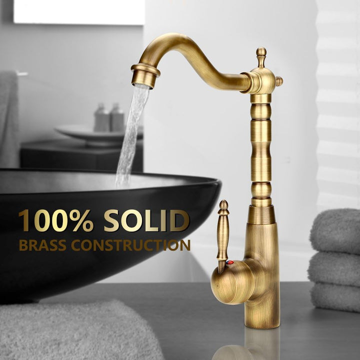 Zerodis Gold Heisser Kalter Wasserhahn Antike Retro Style Massivem Messing Mischbatterie Küche Bad B