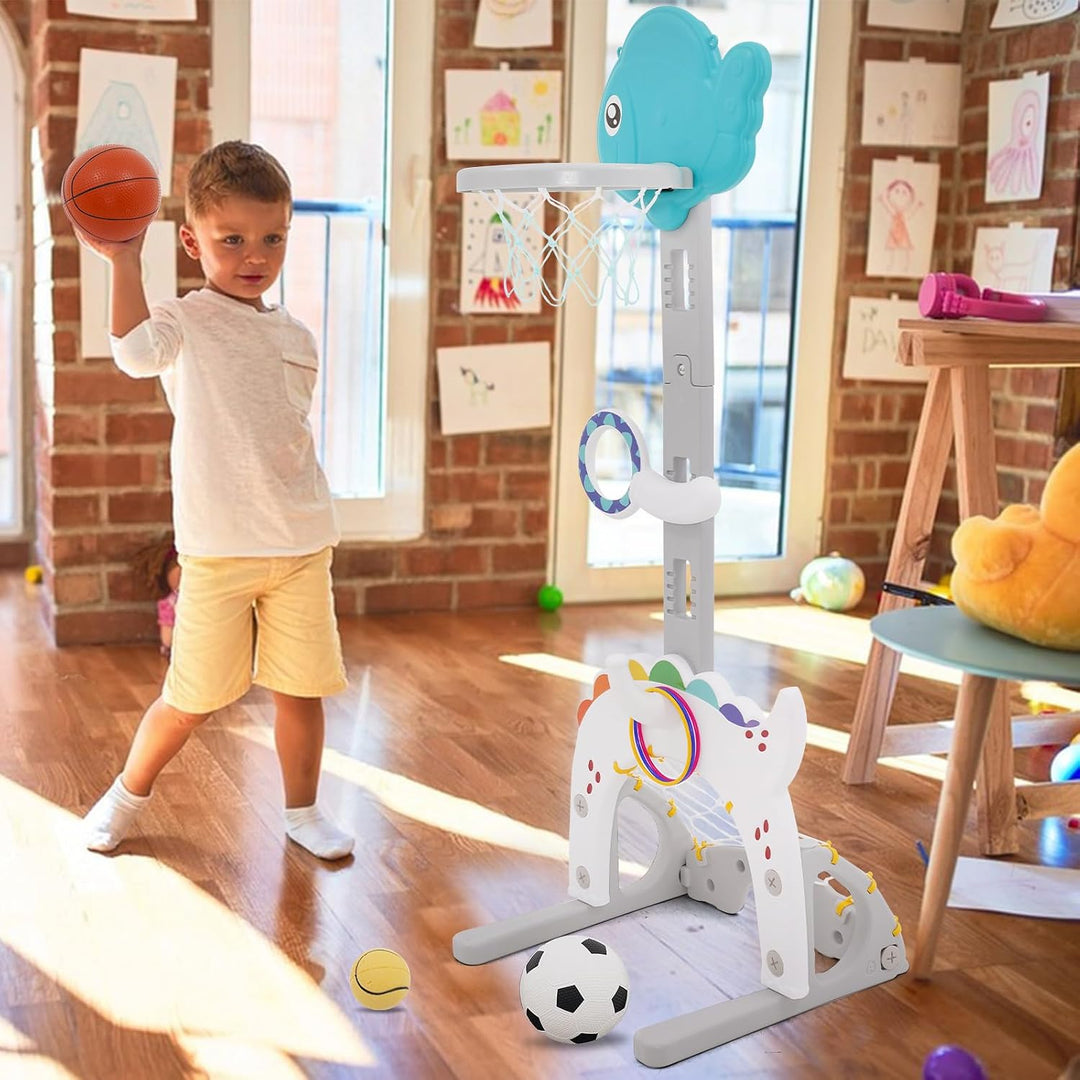 5IN1 Basketballkorb Kinder Höhenverstellbar 95-135cm, Basketball Korb Outdoor&amp;Indoor Kinder.Spielzeu
