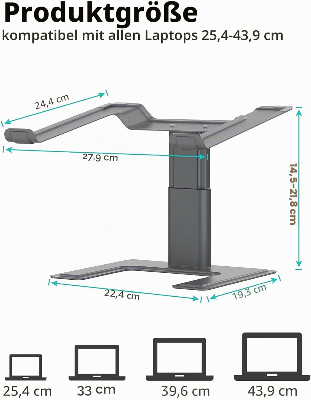 ALASHI Laptop-Ständer für Schreibtisch, Computer-Ständer, verstellbare Höhe, ergonomische Notebook-L