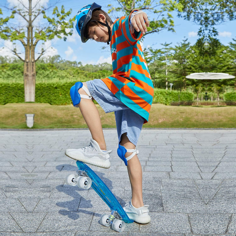 WeSkate Ywhb-35 Skateboard Deck mit LED und USB Deck in Blau mit LED / Rollen in Weiss mit LED, Deck